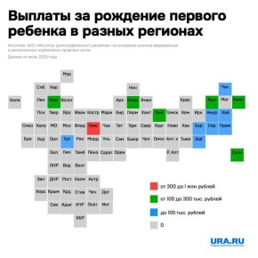 Суммы дополнительных выплат за рождение детей существенно различаются, свидетельствуют предоставленные URA.RU данные Института демографического развития, составленные на основании анализа нормативно-правовых актов