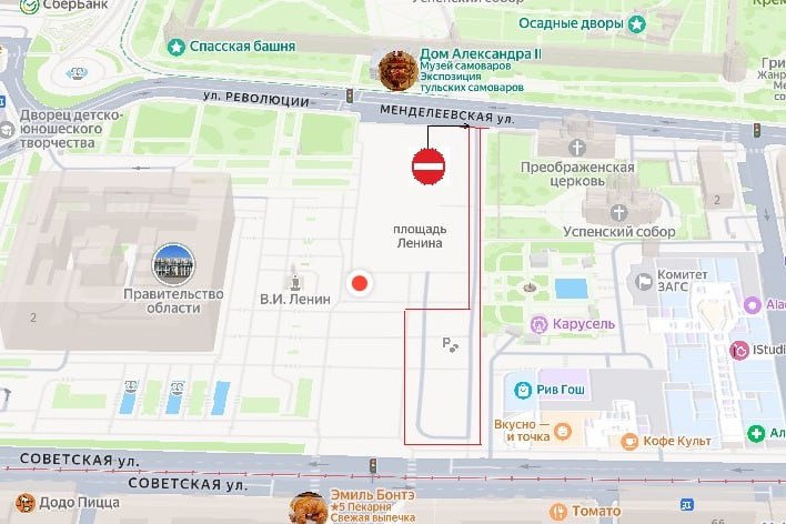 Остановку транспорта ограничат на площади Ленина в Туле с 10 ноября