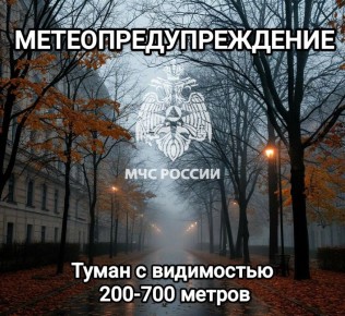 #Метеопредупреждение. В ближайший час с сохранением до конца суток 17 ноября местами на территории Тульской области ожидается туман с видимостью 200-700 метров