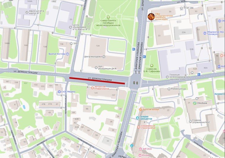На части улицы Демонстрации в Туле 23 декабря запретят парковку
