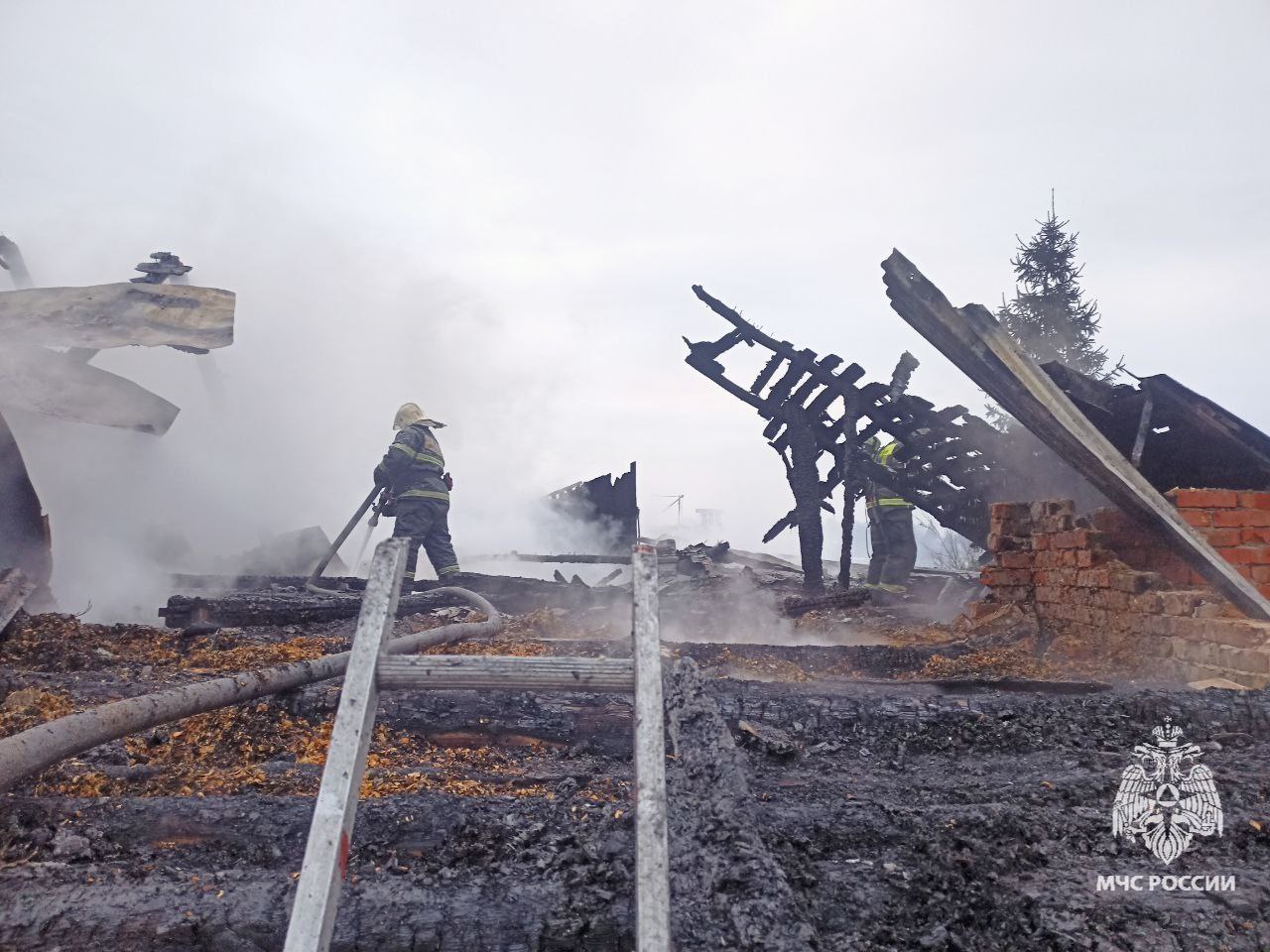 При пожаре под Тулой погиб мужчина При пожаре под Тулой погиб мужчина
