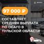 Cредняя выплата по ОСАГО в Тульской области составила 97 000