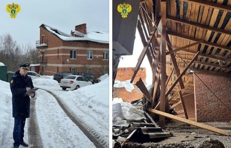 Ещё одна крыша дома частично рухнула в Заокском районе