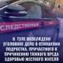 В Туле возбуждено уголовное дело в отношении подростка, причастного к причинению тяжкого вреда здоровью местного жителя