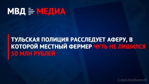 Тульская полиция расследует аферу, в которой местный фермер чуть не лишился 50 млн рублей