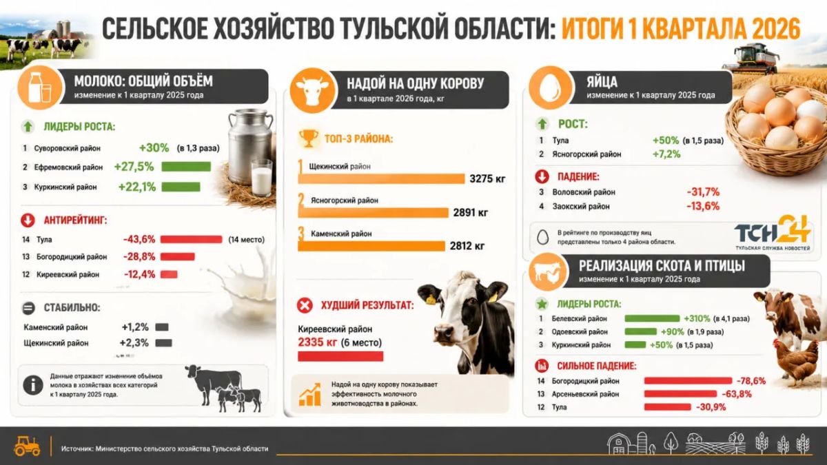 В Туле много яиц, но мало молока