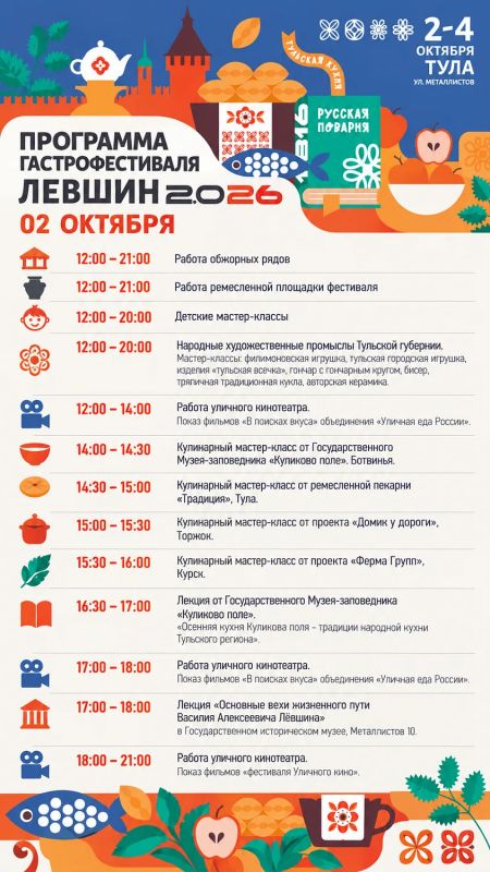 Три дня гастрономии в Туле: на фестиваль «Левшин 2.0 26» едут шефы и рестораны со всей России Три дня гастрономии в Туле: на фестиваль «Левшин 2.0 26» едут шефы и рестораны со всей России